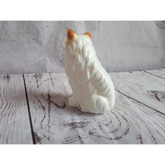 Bone China White Orange Tan Persian Cat Figure Vintage 3in tall - Picture 5 of 7